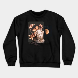 Aesthetics, darkness, gothic, romantic, moon, dark academia, love, romantic, statue, vintage, retro, artistic, artsy, classy, butterfly, flowers, floral Crewneck Sweatshirt